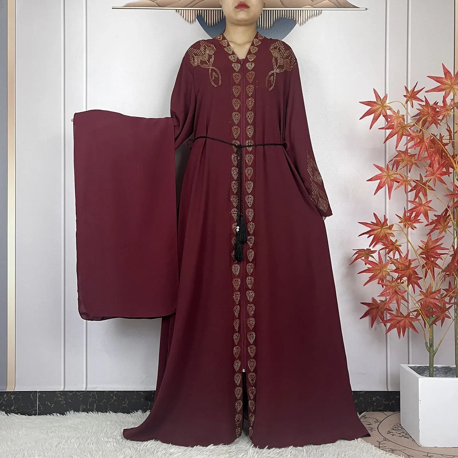 Abaya Mousseline Rouge chez Abaya ma boutique