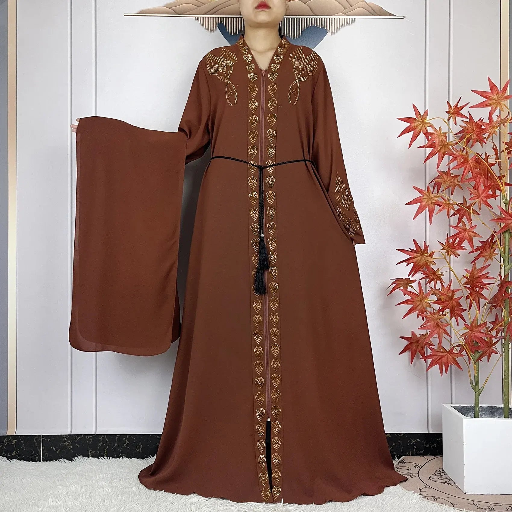 Abaya Mousseline Marron chez Abaya ma boutique