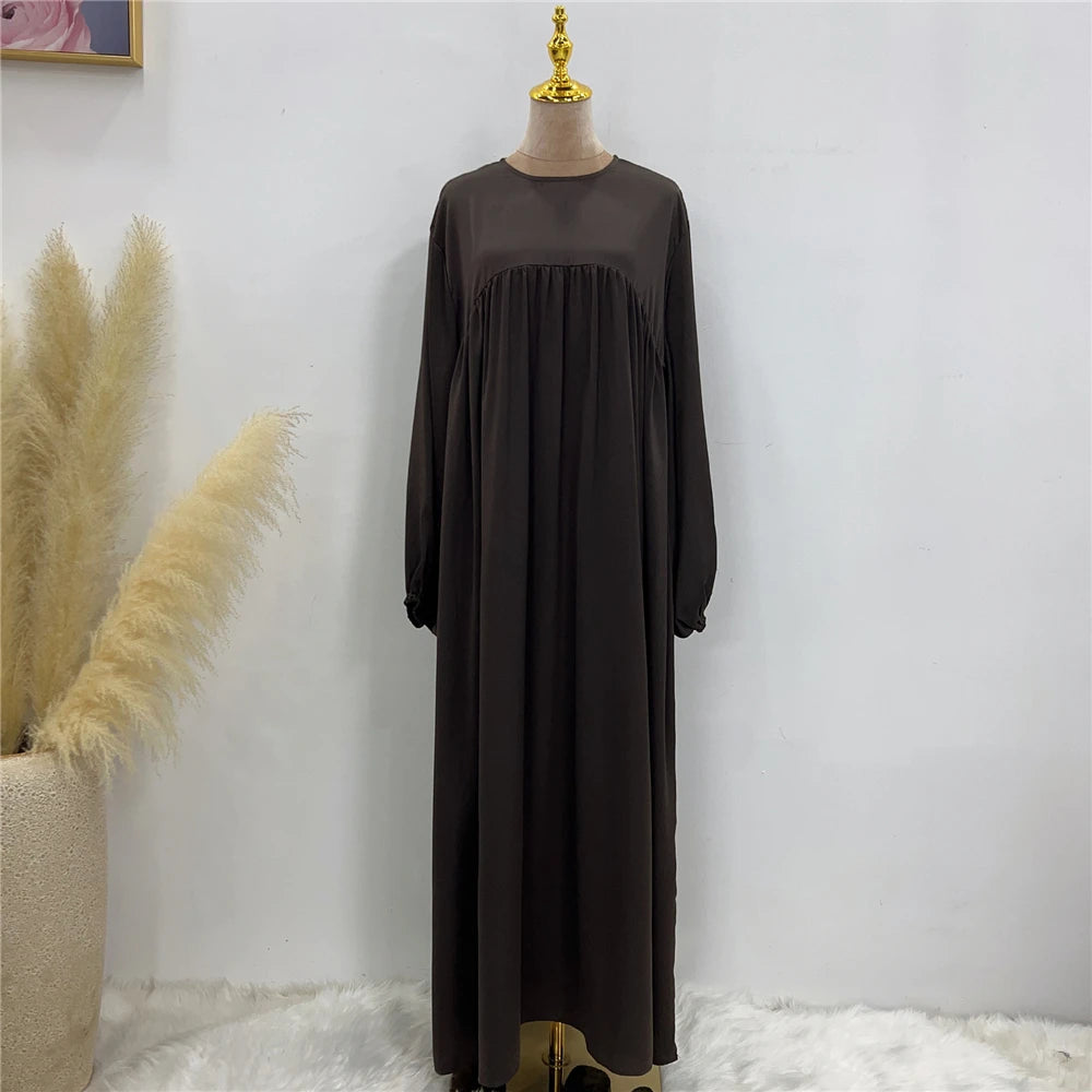 Abaya Manche Elastique Marron Foncé chez Abaya ma boutique