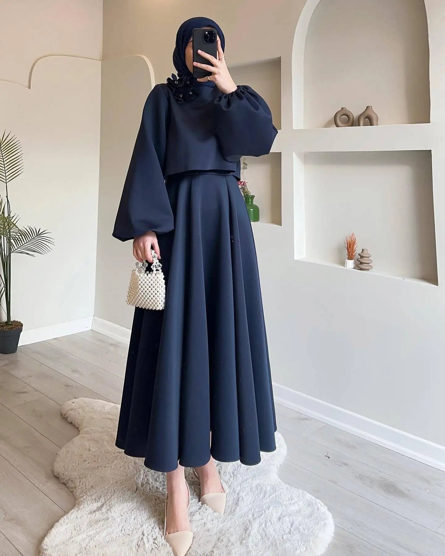Abaya Crop Top Bleu chez Abaya ma boutique