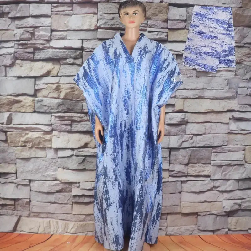 Abaya Africaine avec Foulard Bleu Taille Unique chez Abaya ma boutique