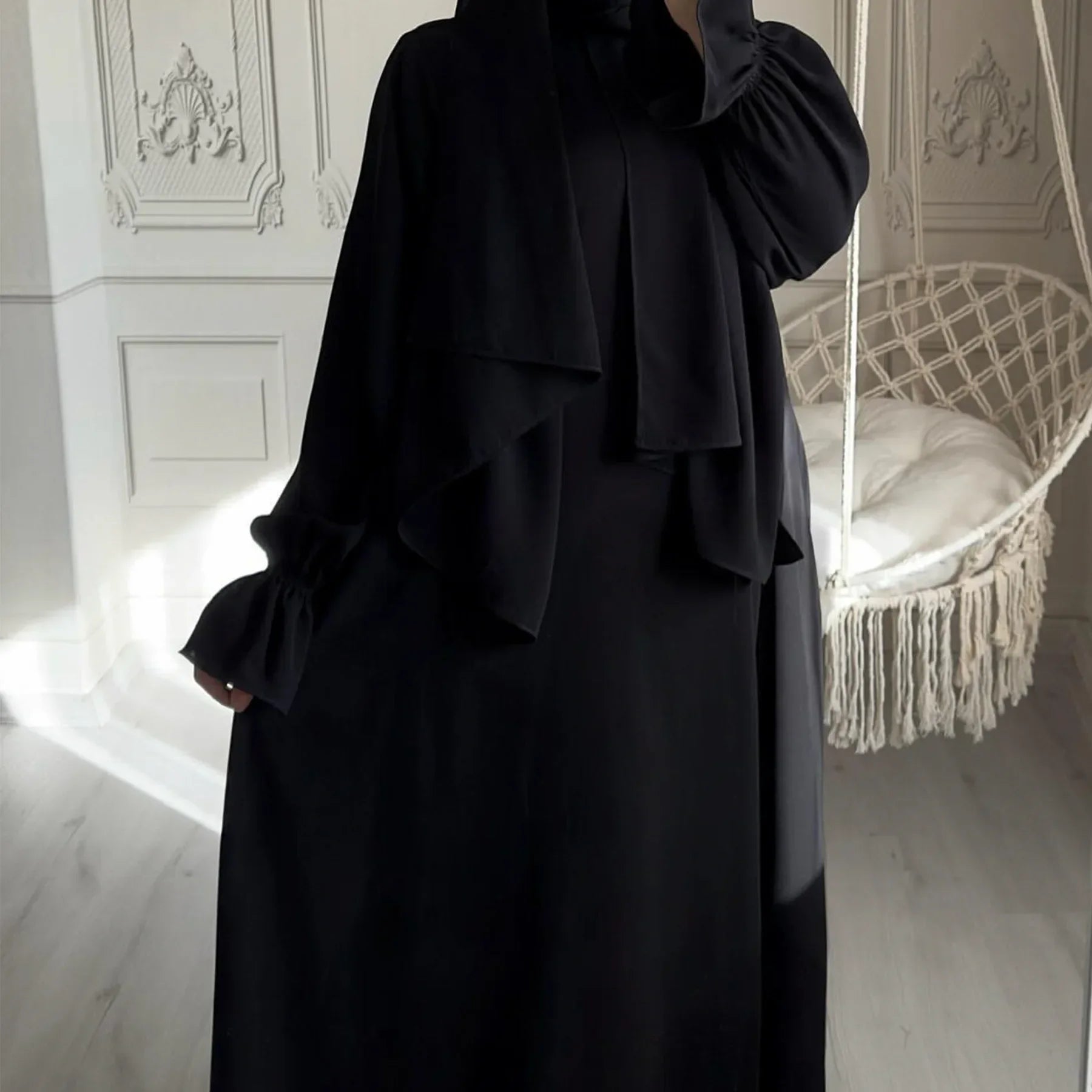 Abaya Voile Integré Noir chez Abaya ma boutique