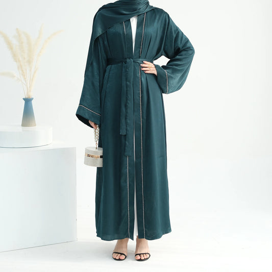 Abaya Kimono Lin Vert Taille unique chez Abaya ma boutique