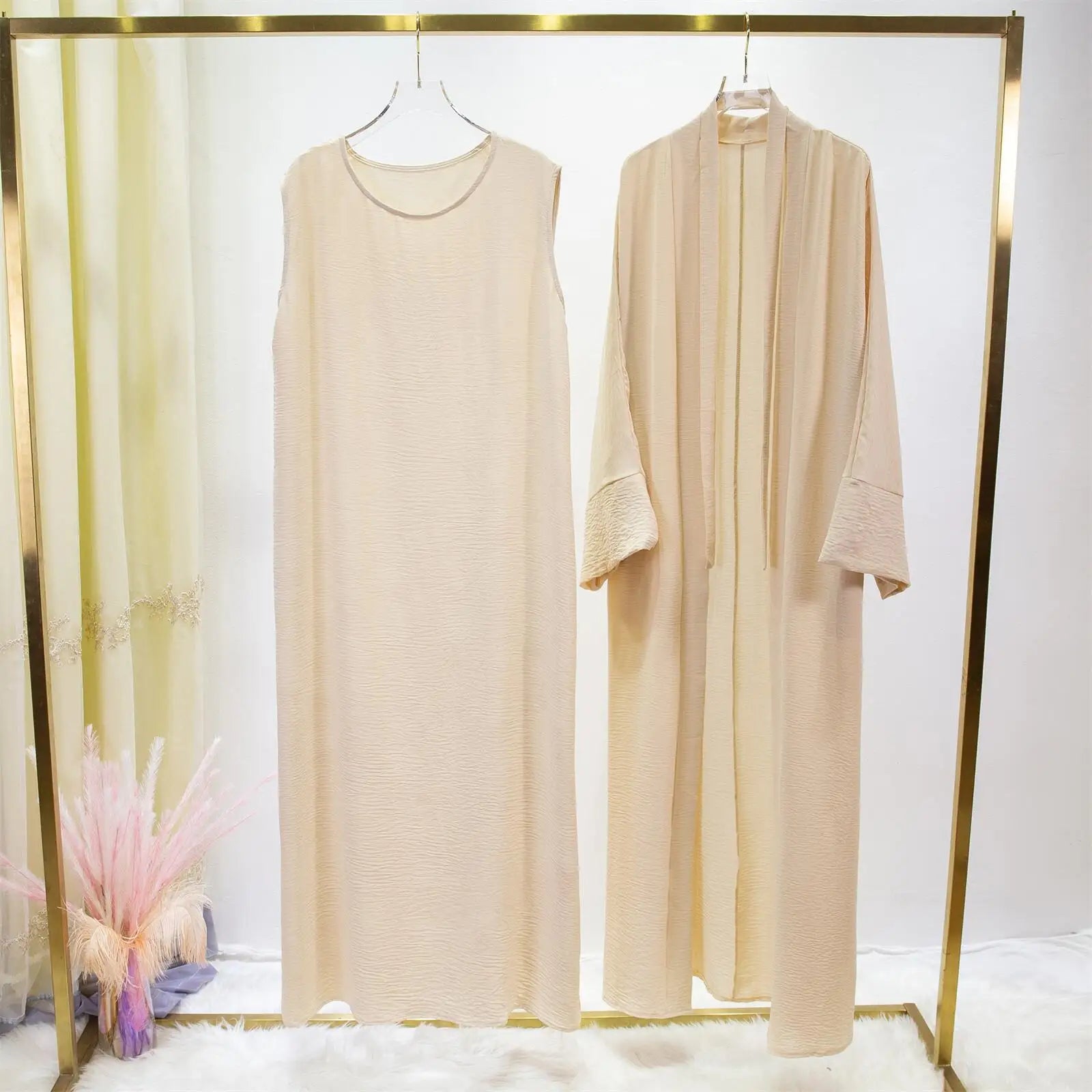 Abaya a Nouer Abricot Taille unique chez Abaya ma boutique