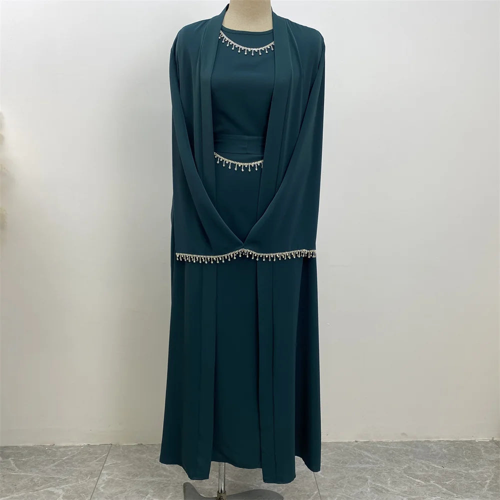 Abaya de Soiree Vert (2 chaînes) chez Abaya ma boutique