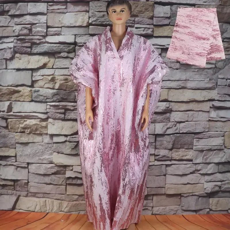 Abaya Africaine avec Foulard Rose Taille Unique chez Abaya ma boutique