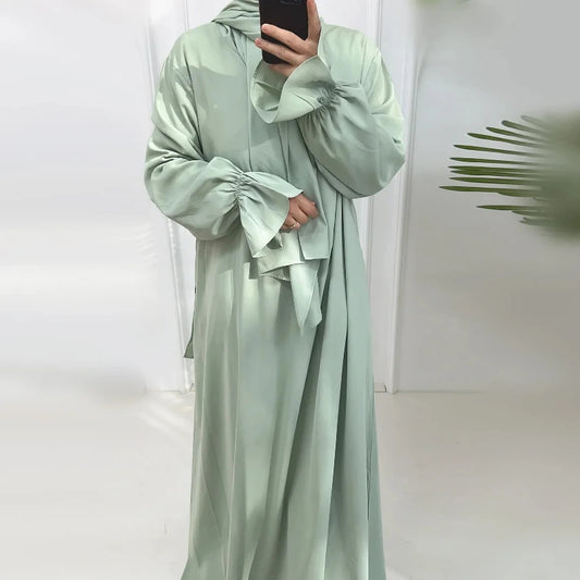 Abaya Voile Integré Vert Clair chez Abaya ma boutique